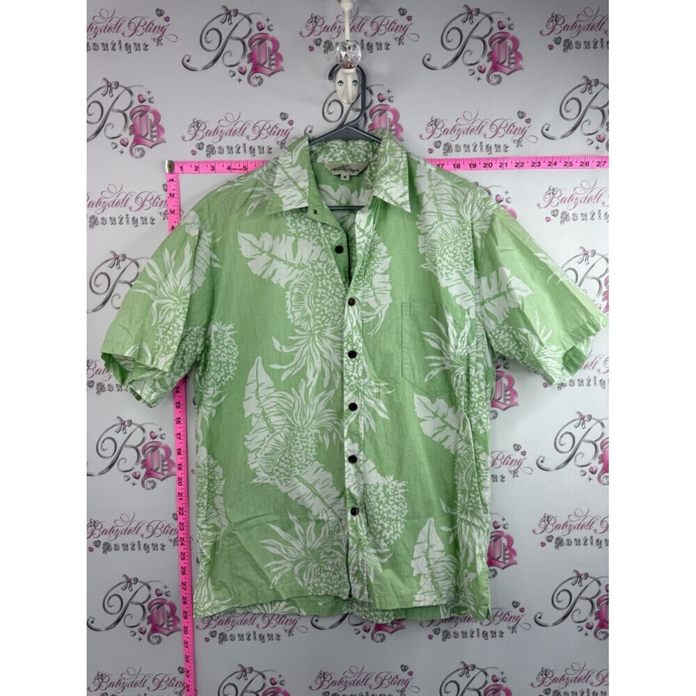 Aloha days T-shirt top Casual Green Floral Camp-Collar Button-Down Shirt